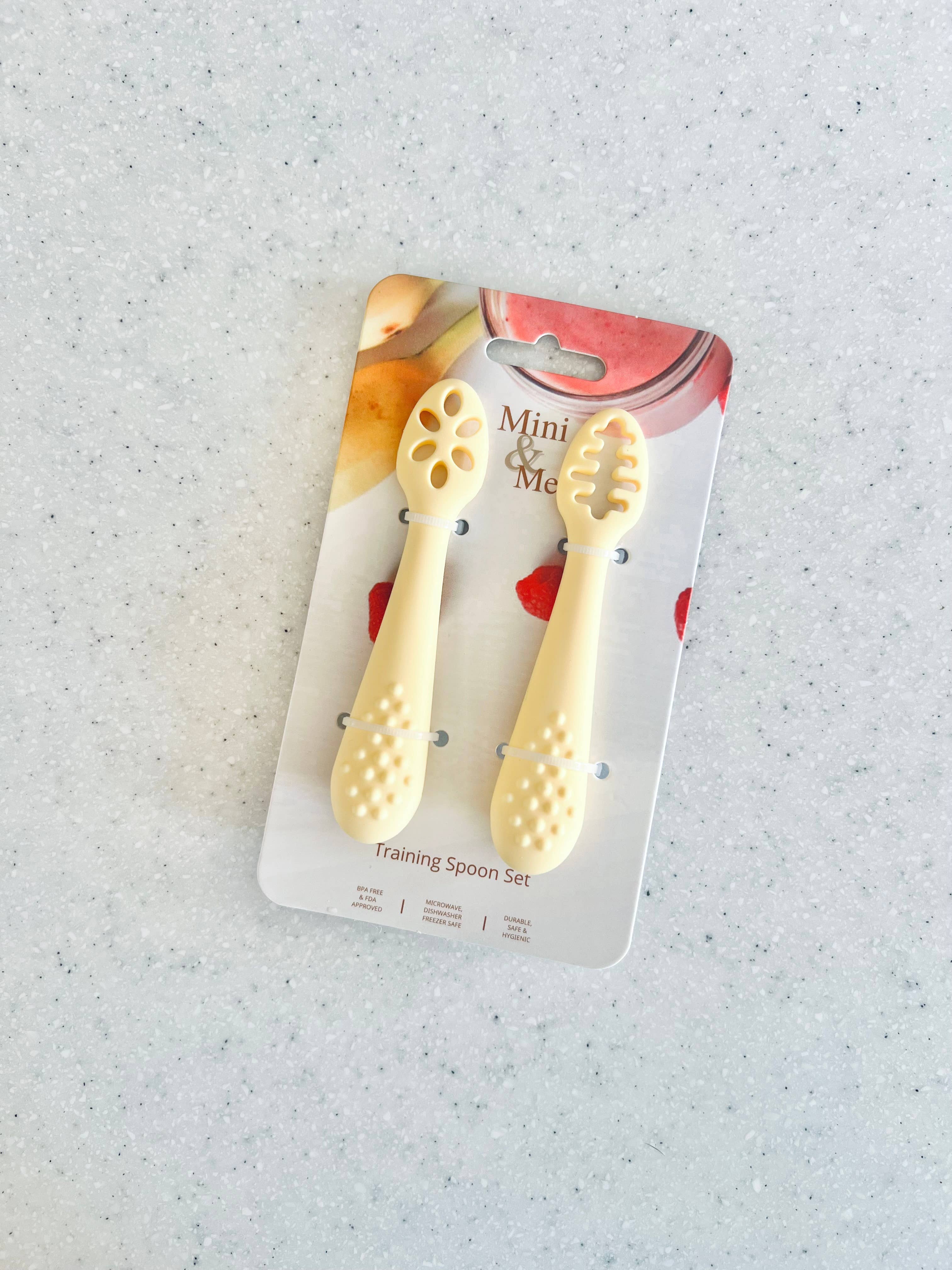 Cuddle Bug & Co - Wholesale Feeding set – Baby - Mini & Me Training Spoon Set Custard