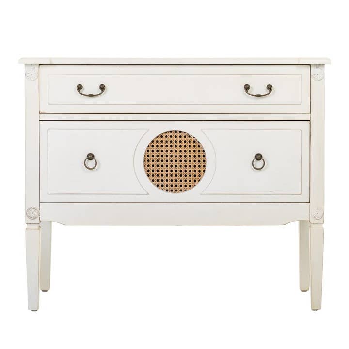 Creaciones Meng - Vente Armoire - Commode blanche antique en bois avec 2 tiroirs2