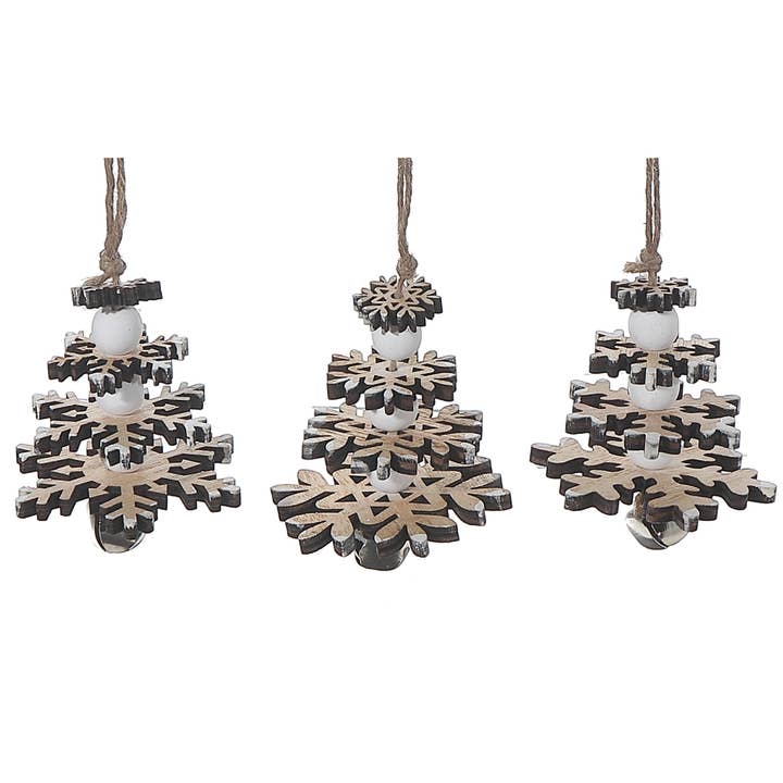 Multi Wooden Snowfalke Ornament Asstd for wholesale on Faire