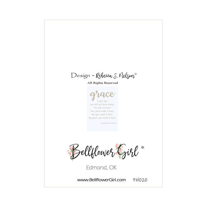 Bellflower Girl - Wholesale Encouragement Card - Grace ~ A Year Ago You Did Not Know... Love & Faith Card1