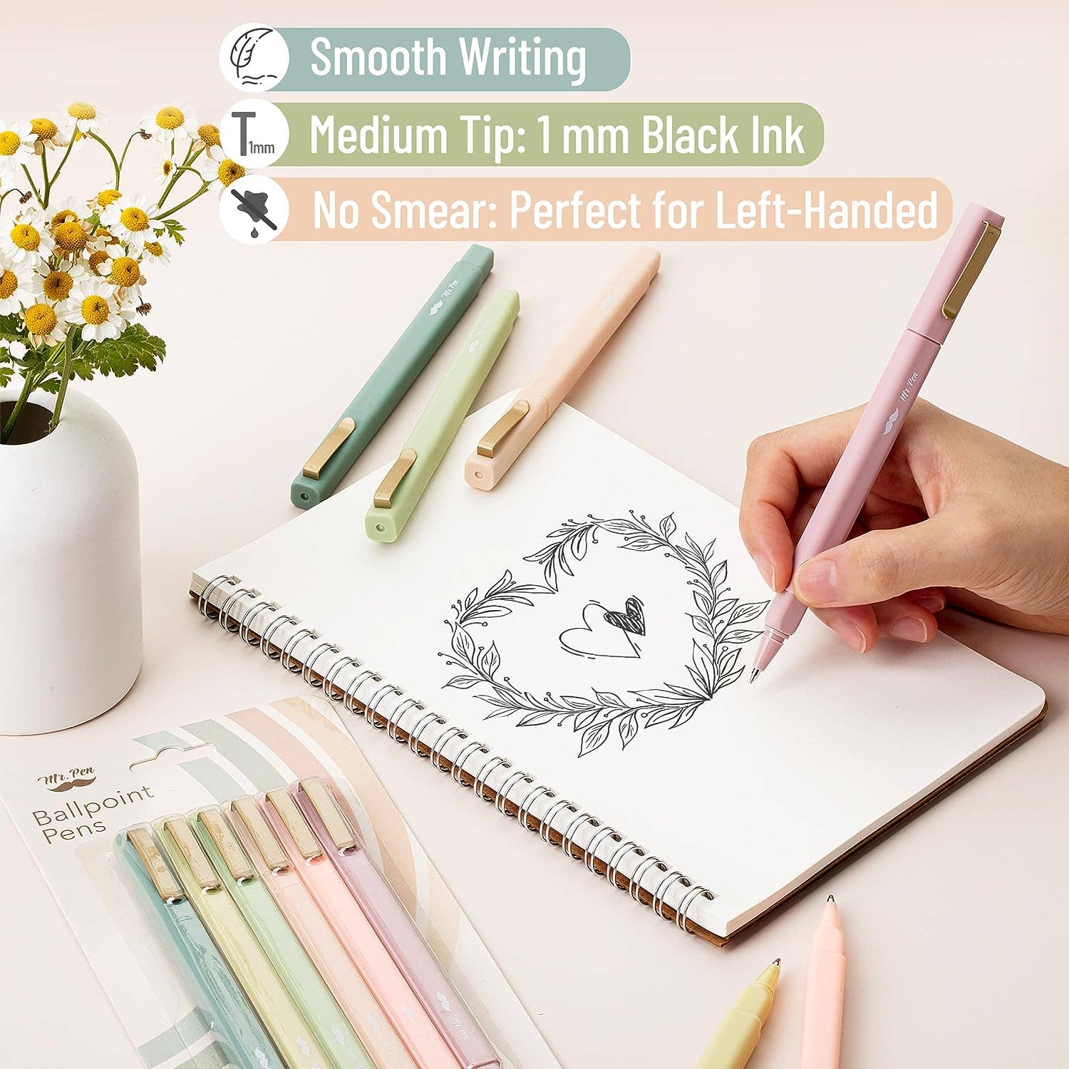 Mr. Pen - Vendita all'ingrosso Penne - Mr. Pen Penne Estetiche Confezione da 6 Inchiostro Nero Asciugatura Rapida3