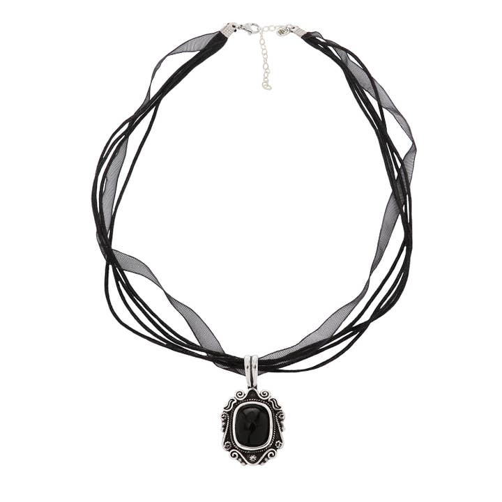 The Gilded Witch - Wholesale Pendant/Charm Necklace - The Scrying Necklace - Black Onyx Gemstone, Modern Witchy