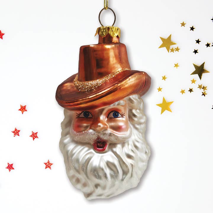 OrnamentallyYou - Wholesale Ornament - Western Cowboy Santa Vintage Frontier Glass Ornament