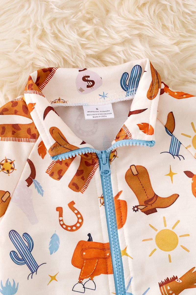 Kids Charm Online - Wholesale Jacket - Kids - Boys western printed zip up jacket with pockets. TPB50456 JEAN1