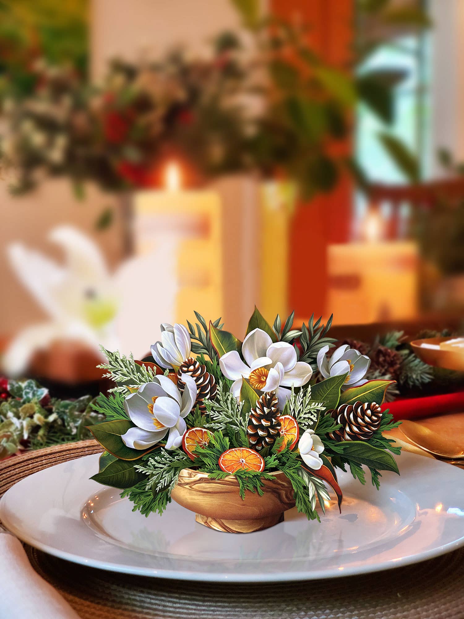 FreshCut Paper LLC – wholesale Season’s Greetings card – Mini Winter Magnolia  (10 Mini Pop-up Greeting Cards)3