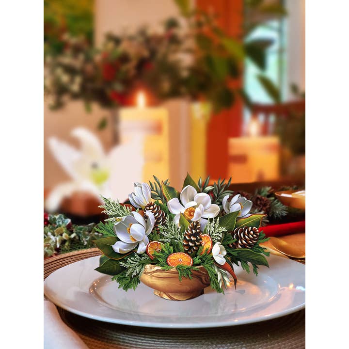 FreshCut Paper LLC – wholesale Season’s Greetings card – Mini Winter Magnolia (10 Mini Pop-up Greeting Cards)3