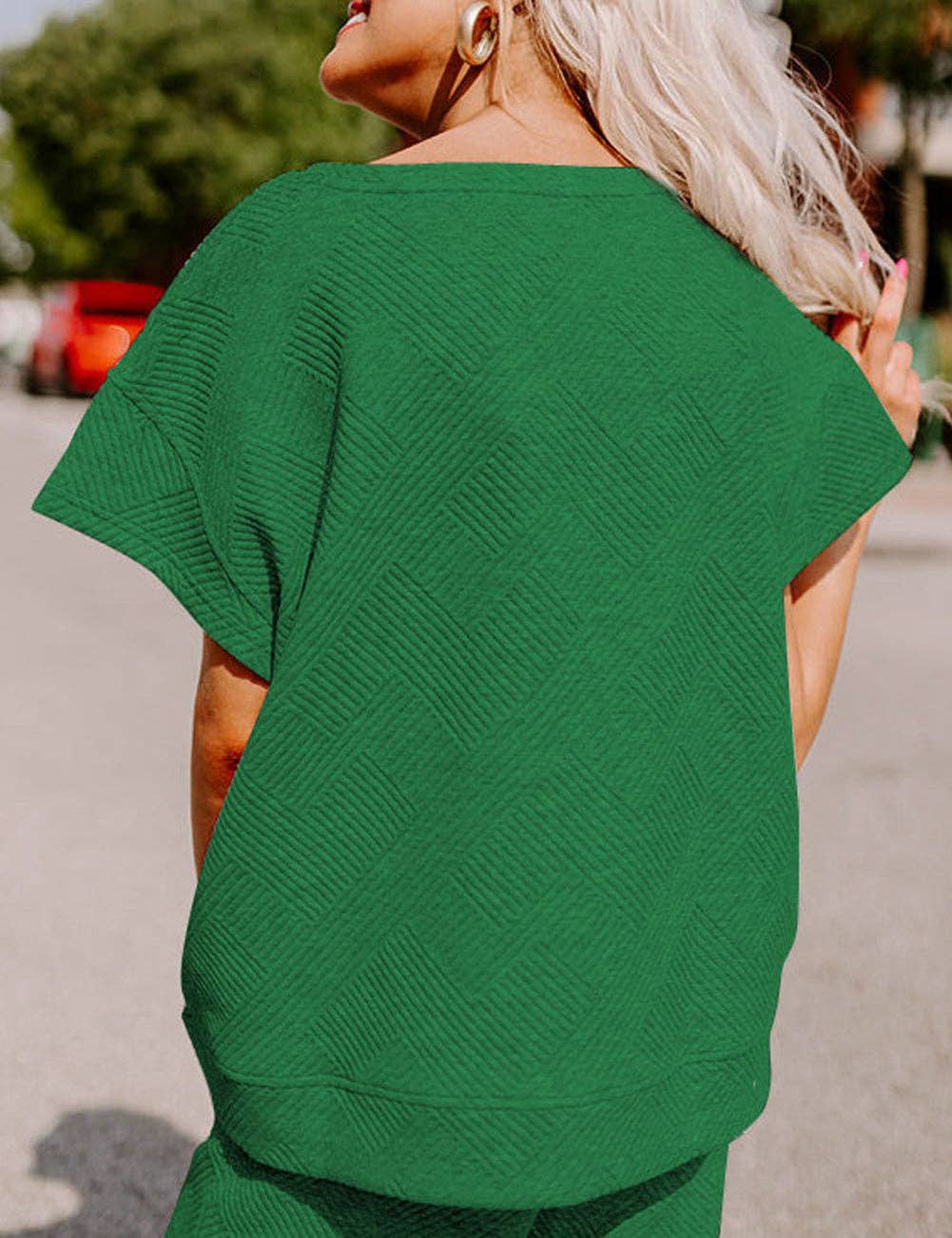 FULL TIME PURCHASE - Wholesale Lounge Set - Women's - Textured Loose Fit T Shirt and Drawstring Pants Set10