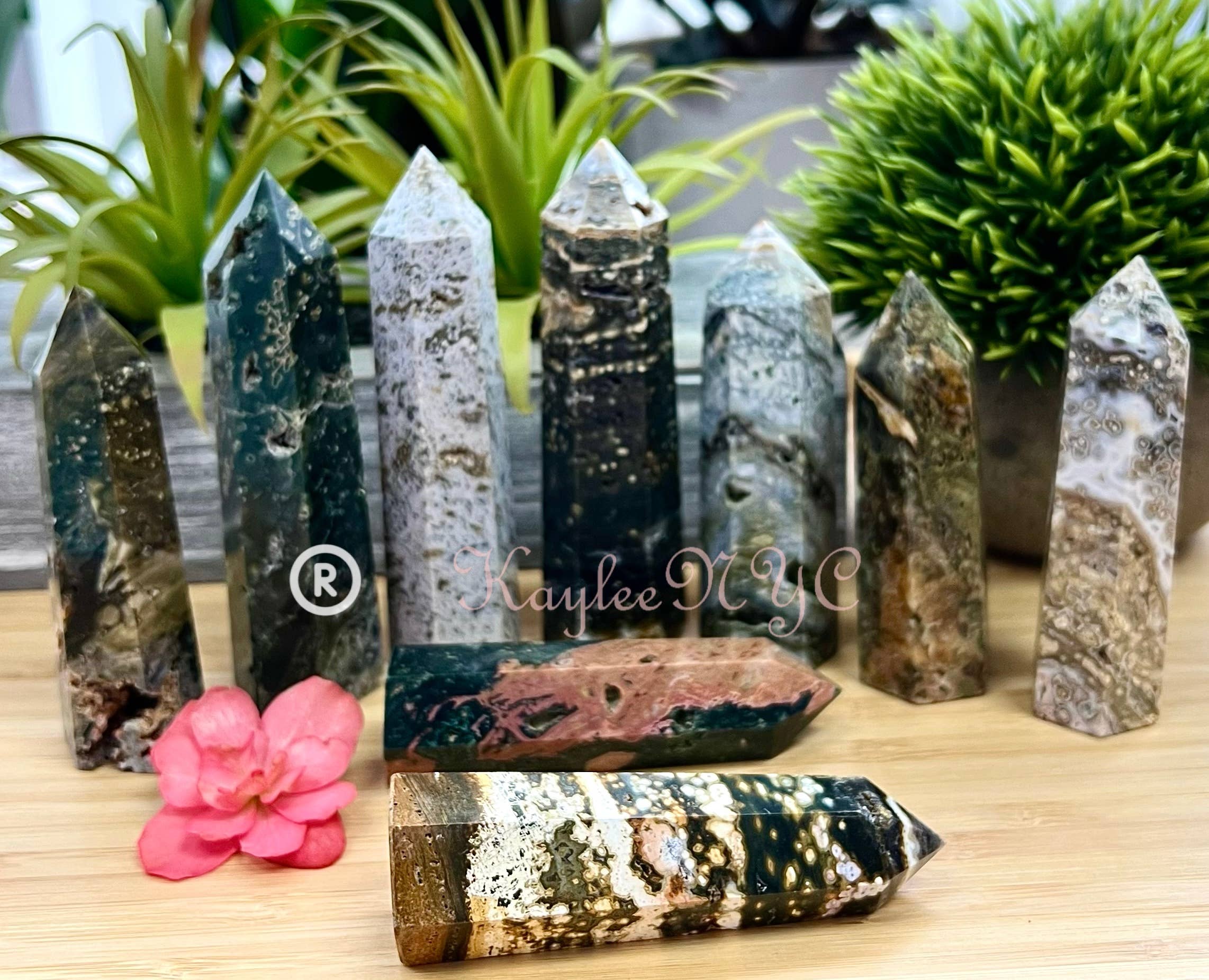 KayleeNYC - Wholesale Spiritual Stone/Crystal - 2 Lb Natural Ocean Jasper Obelisk Tower Point Crystal1