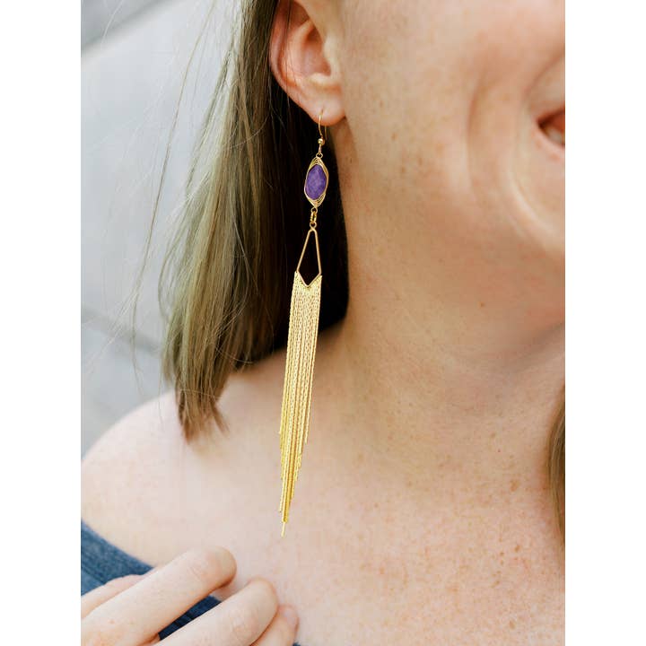 WonderLight Jewelry – wholesale Tofsörhängen – Ädelstensfransörhängen - Ametist/Intuition1