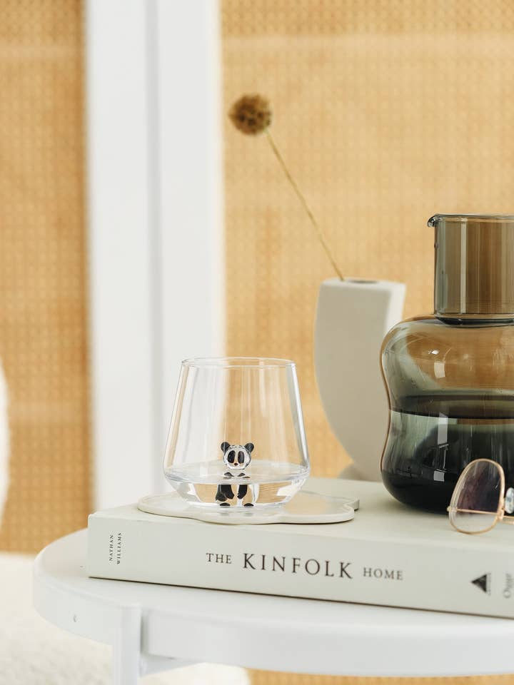 Handmade Panda Figure Drinking Glass for wholesale by MINIZOOUSA