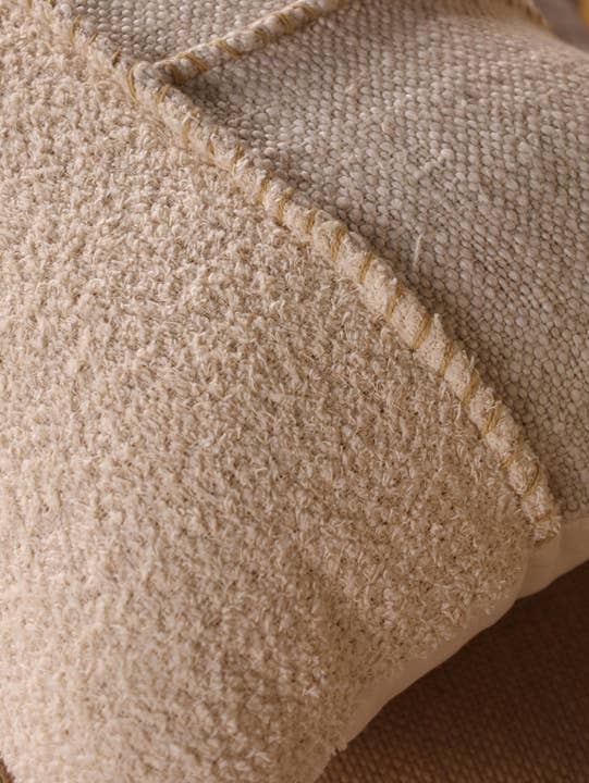 Eyda Homes - Vente Housse de coussin - Housse de coussin en lin naturel brodé à la main 16x24"5