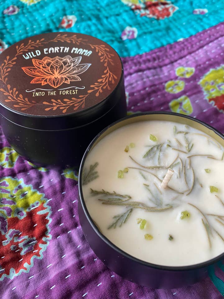 Into the Forest 8oz aromatherapy candle for wholesale by Wild Earth Mama