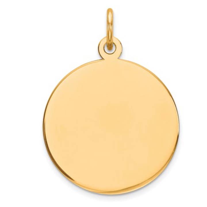 Breloque à pendentif en forme de disque à graver circulaire pour la vente par AlkemeGold