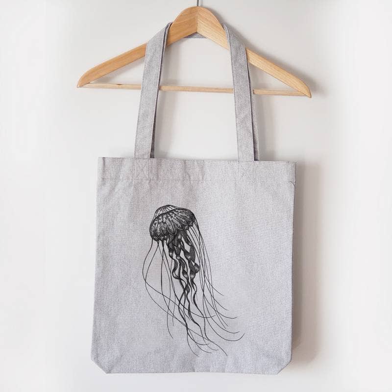 LIGARTI – Großhandel Tragetasche – Unisex – Jutebeutel [Recycling] - Tiefseequalle - grau3