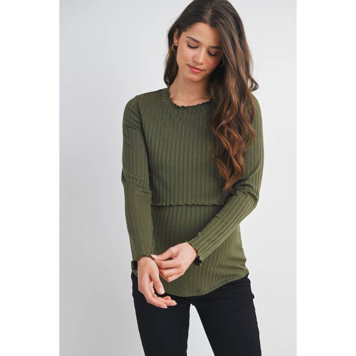 Hello Miz - Vendita all'ingrosso Maglia per allattamento - Maglia a Maniche Lunghe Premaman per Allattamento a Coste8