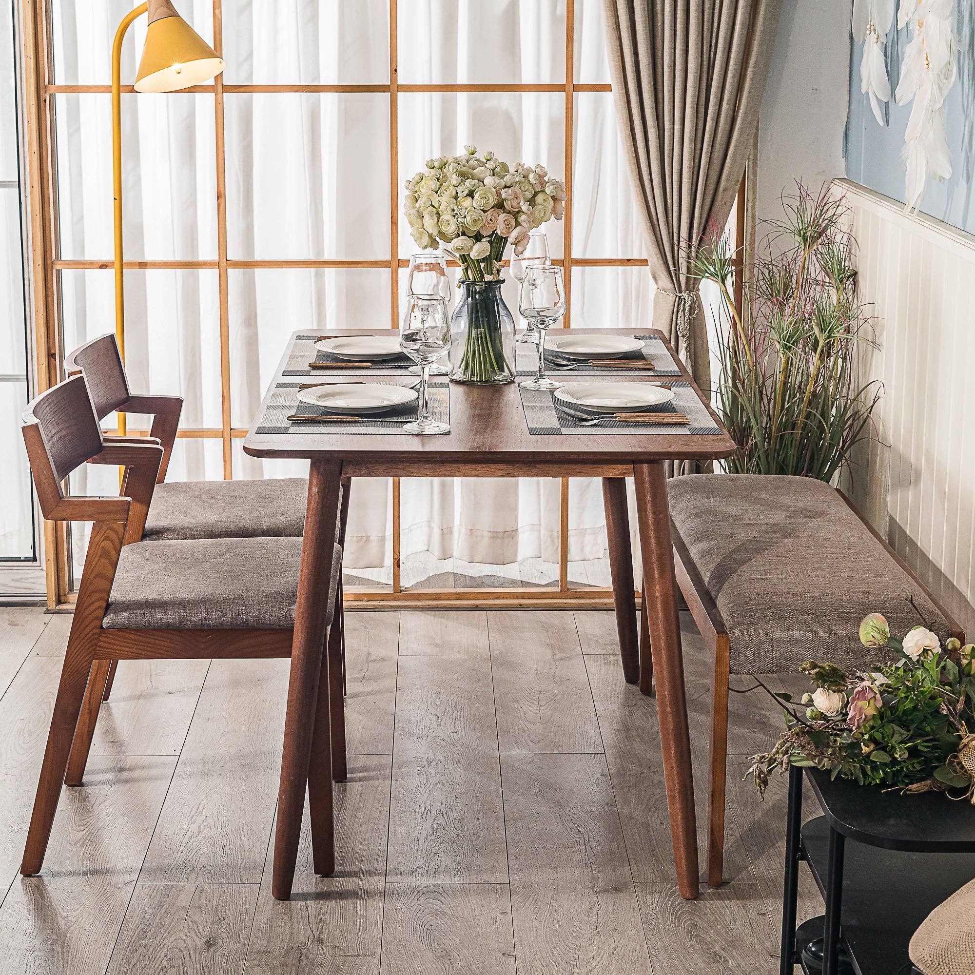 Nordlys - Wholesale Side Table - BONIFACIO 4-Person Rectangular Walnut Wood Dining Table1