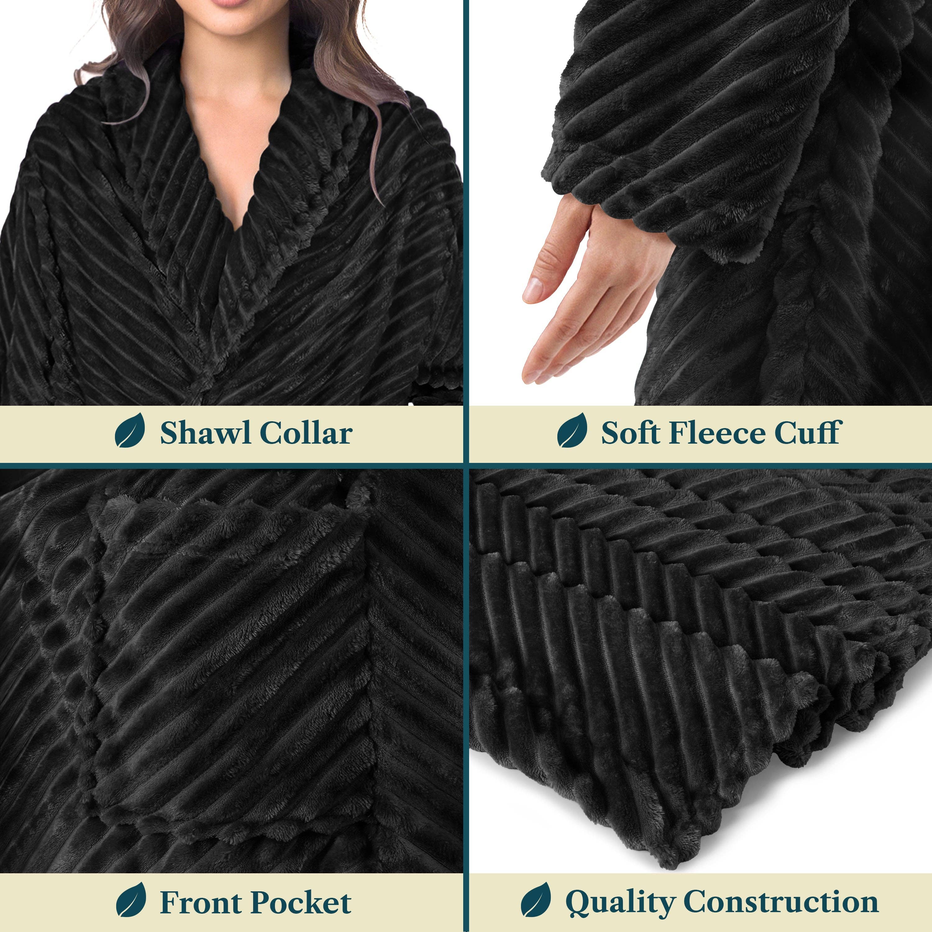 Pavilia - Wholesale Robe - Women's - Women's Ribbed Fleece Robe4