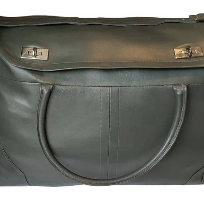 Impromptu Musé - Wholesale Weekender Bag - Women's - Grey Italian Soft Leather Oversized Holdall5