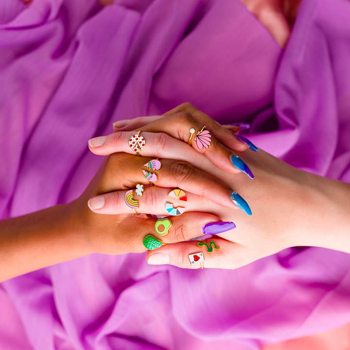 Yellow Owl Workshop - Vendita all'ingrosso Anelli cocktail/statement - Anello regolabile Maneater Shark - Gioielli dorati in oro 18 carati2