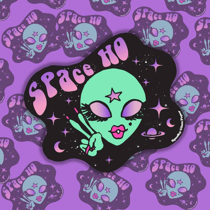 Space Ho Alien Sticker-6 Pack for wholesale by Spooky Glam Paper