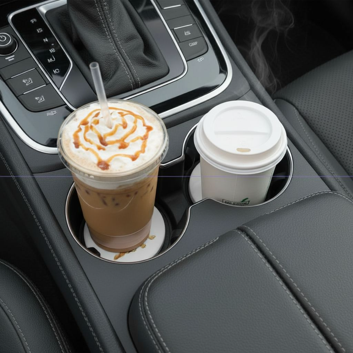 Designs by Mysh - Vente Sous-verre pour voiture – unisexe - Ensemble de sous-verres pour voiture Golden Retriever foncé – Sous-verres en céramique pour porte-gobelet avec motif de chien style aquarelle (ensemble de 2)2