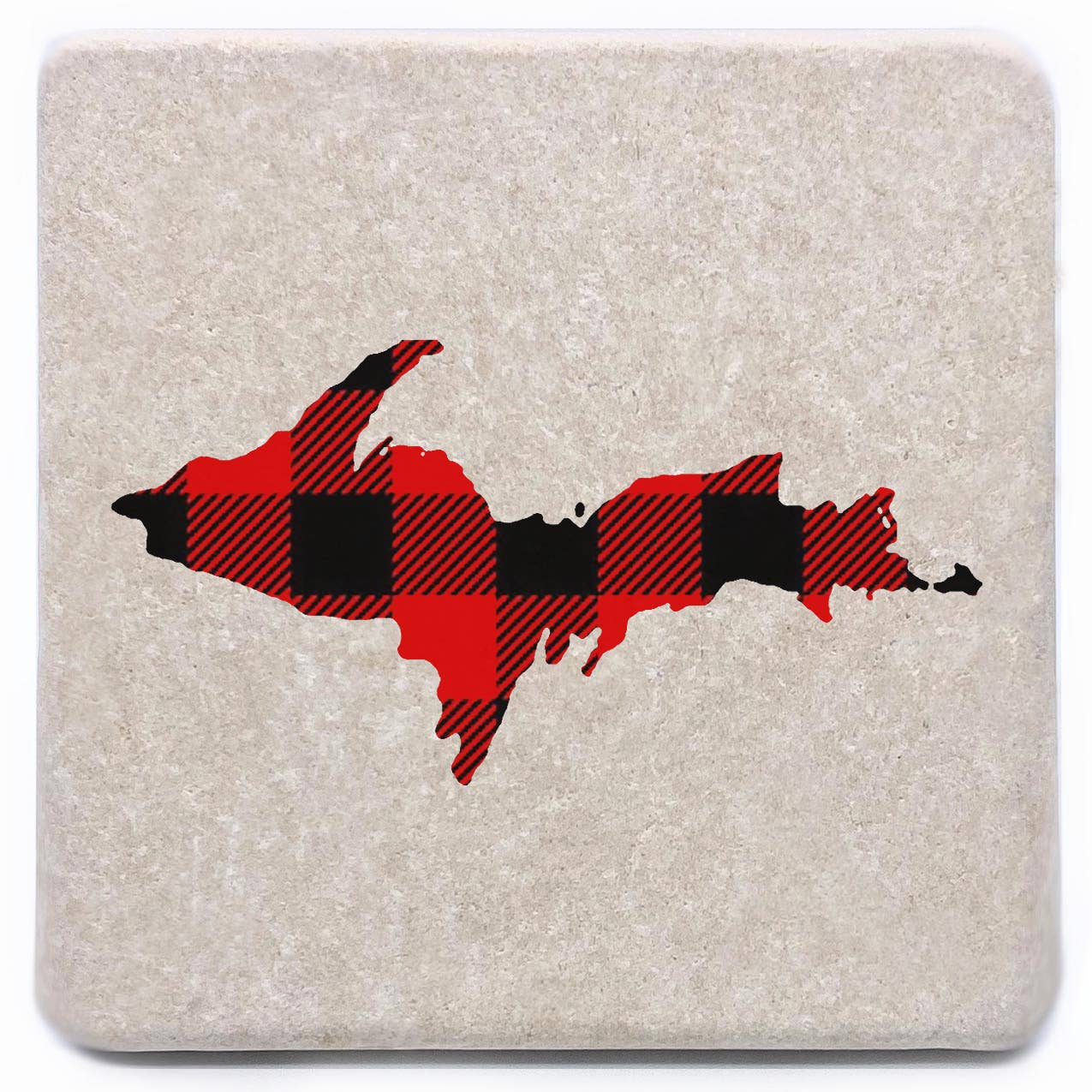 Noomoon - Wholesale Coasters - "Your State" Silhouette Buffalo Plaid Marble Coaster8