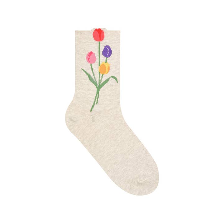 7DAYSSOCKS - Wholesale Socks - Women's - Women's Crew Tulip Flower Socks