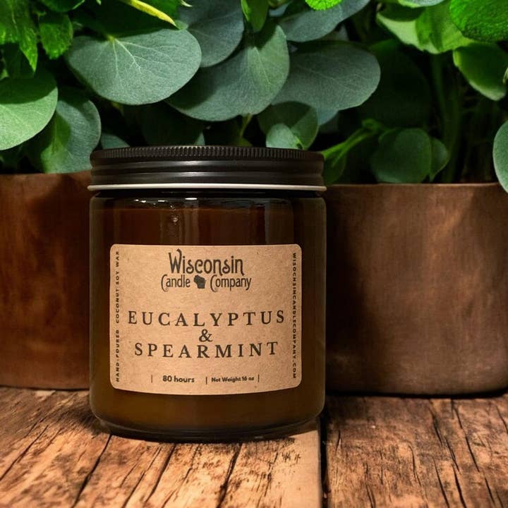 Wisconsin Candle Company - Wholesale Jar/Filled Candle - Eucalyptus & Spearmint - Spring / Summer Seasonal