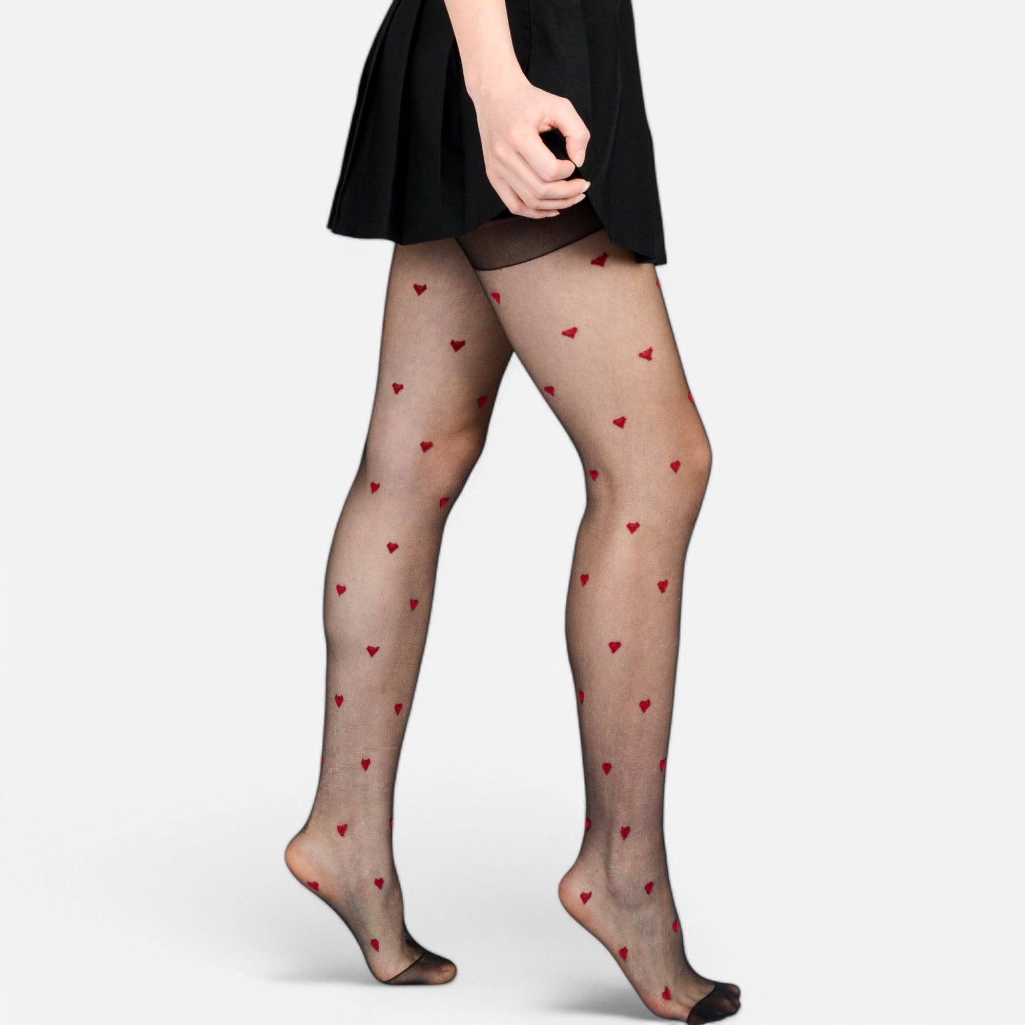 Sheer Heart Pattern Tights with Delicate Allover Embroidery for wholesale on Faire4