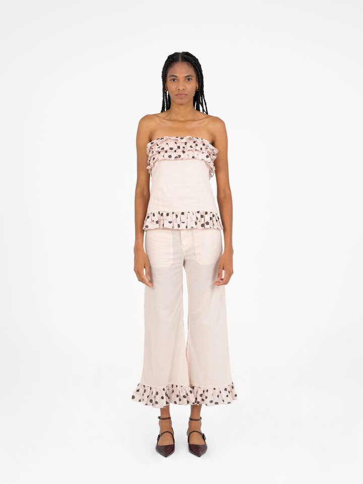 CARMEN SAYS - Wholesale Pants – Women's - Noctis Beige Polka Dot Print Pants3
