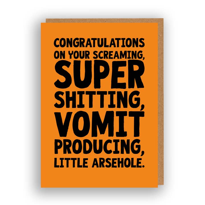 Super Shitting Rude New Baby Card for wholesale by The Sweary Card Co
