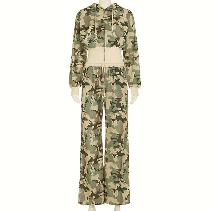 Camou Camouflage hooded sweatshirt pants sets for wholesale on Faire