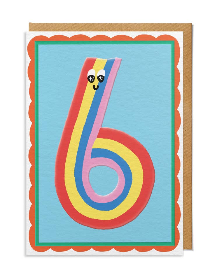 Sixth (6th) Birthday Card — Smiling Rainbow Number for wholesale by SANDERS DE ROEPER