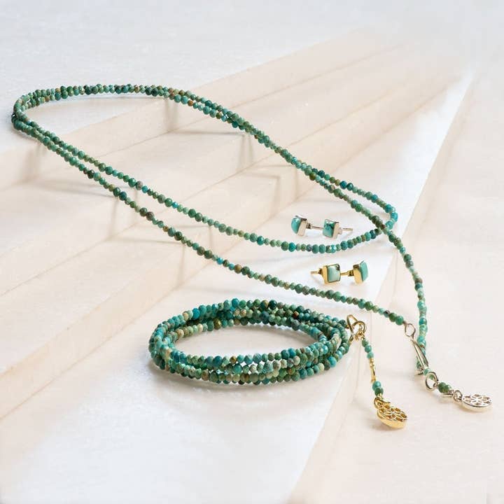 URBAN-EQUESTRIAN - Wholesale Pendant/charm necklace - Keepsake Turquoise Horseshoe Necklace - Gold4