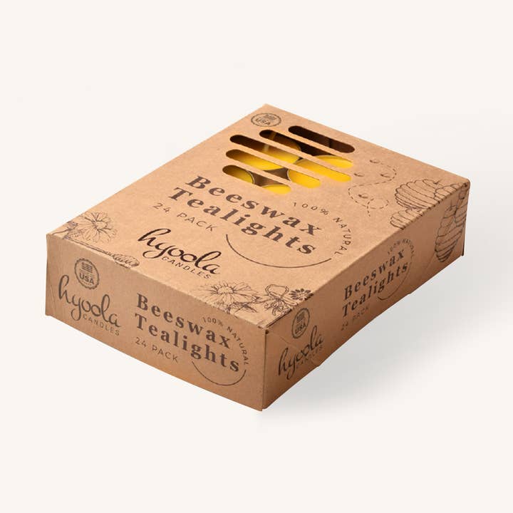 Bougies chauffe-plat en cire d'abeille jaunes dans une tasse en aluminium, 4 heures, paquet de 24 pour la vente par Hyoola Candles