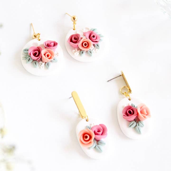 PERNAZ JEWEL - Wholesale Hangende/ronde oorbellen - boho clay oorbellen | bloem polymeerklei trouwringen3