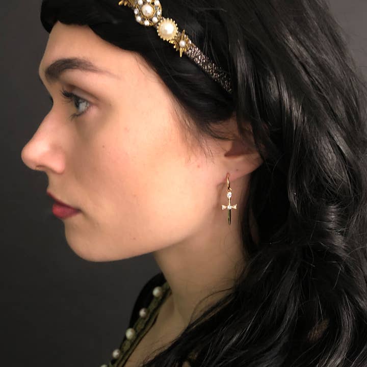 Memento Mori Designs NYC - Wholesale Huggie Earrings - Sword Hoop Earrings2