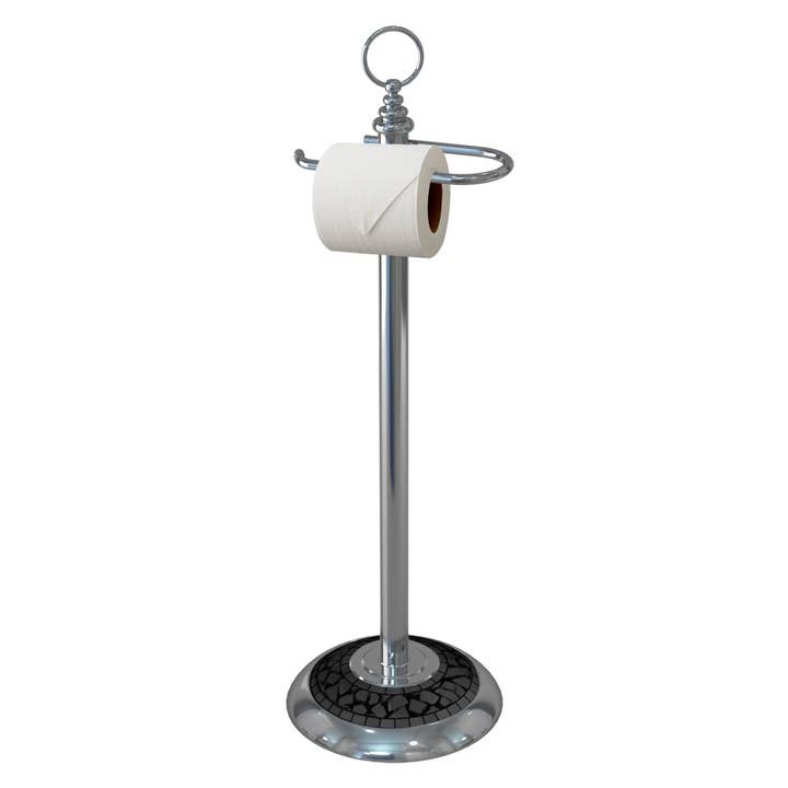 nu steel - Wholesale Toilet Paper Holder - Standing Toilet Roll Holder in Chrome & Black Mosaic