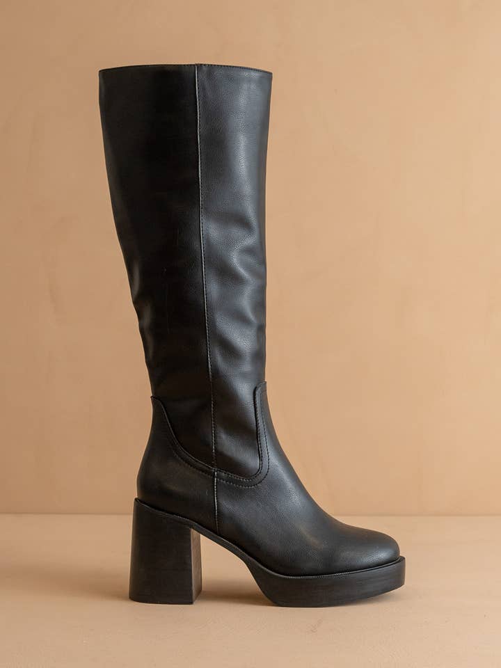The Juniper Black | Platform Knee-High Boots for wholesale by OASIS SOCIETY