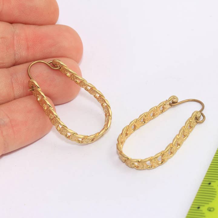 20x30mm Ruwe Messing Oorbellen, SLM4-2 voor wholesale door QueenJewelryM