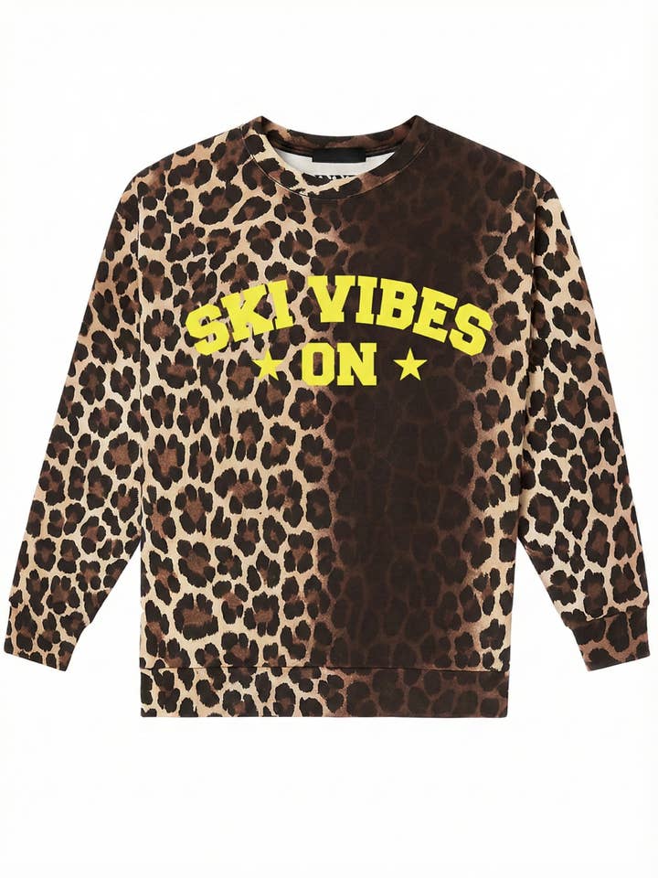 Pull Léopard Ski Vibes Jaune Néon Velours - Multicolore pour la vente par PINNED by K