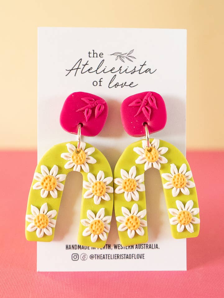 Daisies on Lime Green for wholesale by The Atelierista Of Love