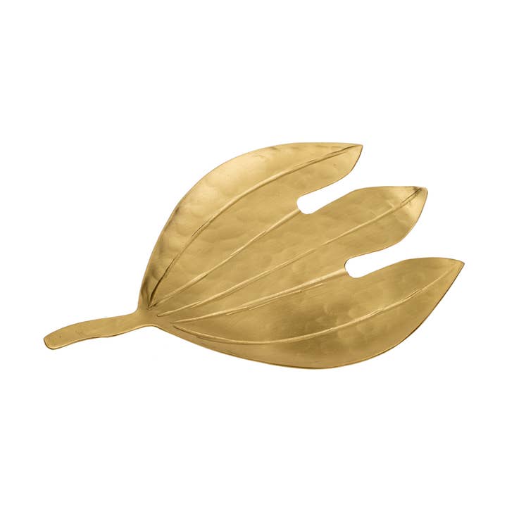 Indaba Trading - Wholesale Decorative Plate/Dish/Bowl - Monstera Leaf Brass Trinket Dish