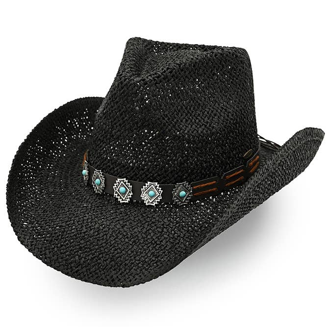 Hana - Wholesale Cowboy Hat - Women's - C.C Turquoise Charm Trim cowboy Hat