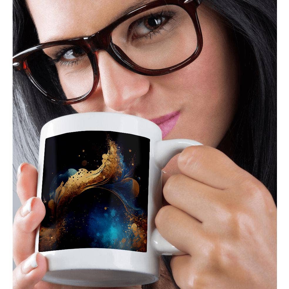 3dRose - Wholesale Coffee Mug - 3dRose, Blue and Image Of Gold Image Of Alcohol Ink Splash Background, Mug9