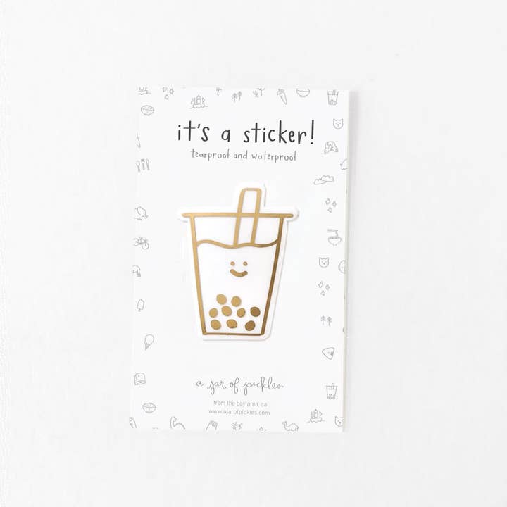 A Jar Of Pickles - Wholesale Sticker - Boba Gold Foil Vinyl Sticker