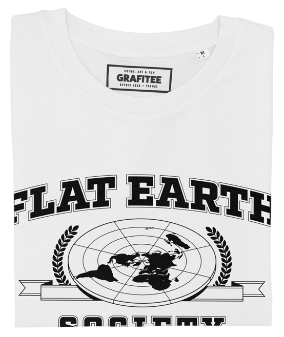White Flat Earth Society Tee - Comedy Conspiracy Tee for wholesale on Faire1