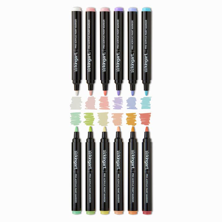 KINGART - Wholesale Marker - Acrylic Paint Markers - 12 Pastel Colors6