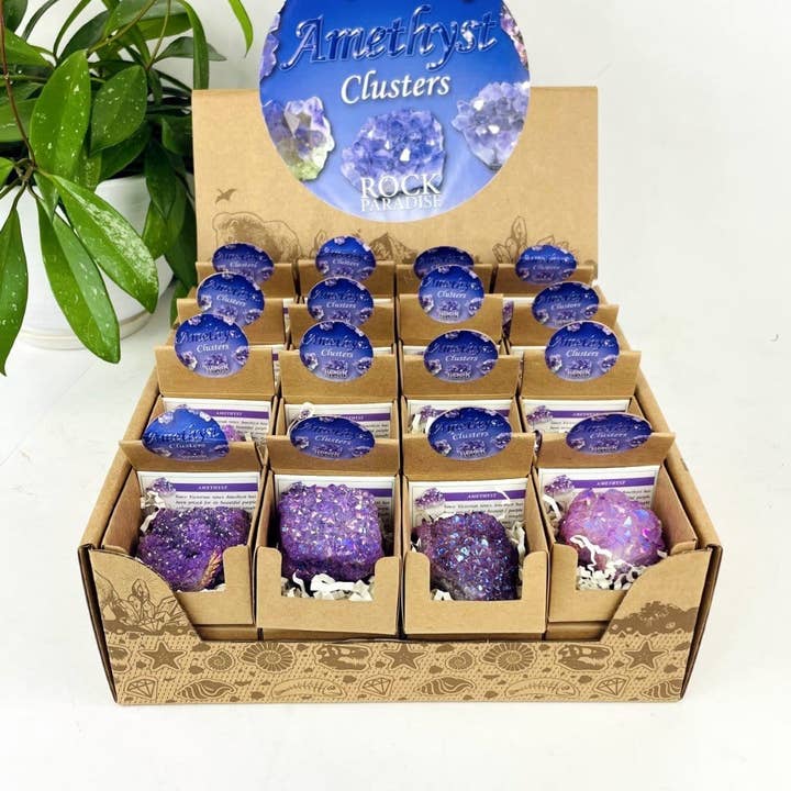 Amethyst Aura Crystal Geodes Box - Andlig stenskärm för wholesale av Rock Paradise