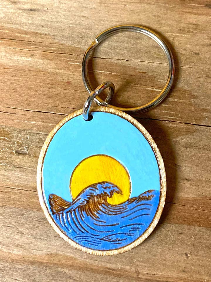Porta-chaves Ocean Wave pintado à mão por atacado de The Dainty Diva Jewelry